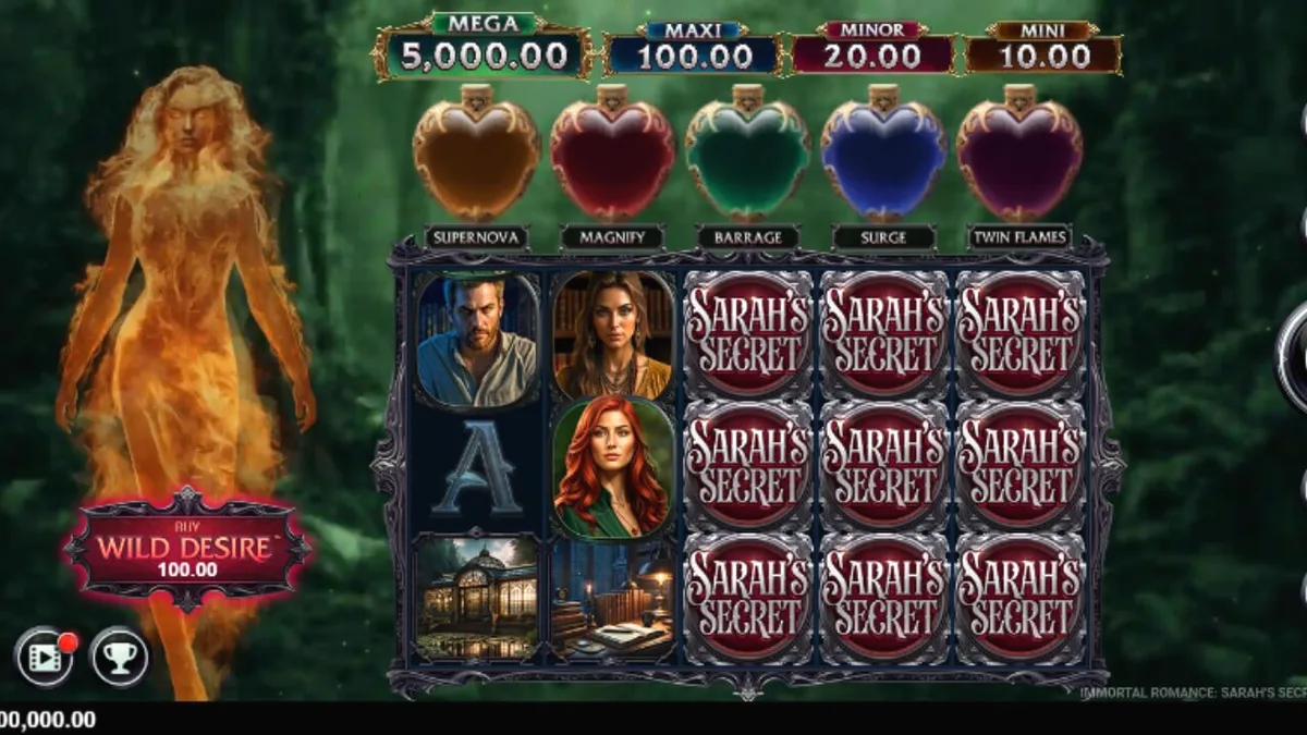 Tampilan visual slot Immortal Romance Sarah’s Secret dengan tema gotik